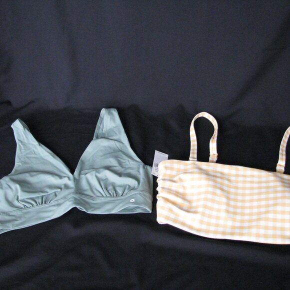 Two NEW Old Navy Bikini Tops Both Small 1-Bra Style-Green1-Bandeau Style-Yellow - Picture 1 of 9
